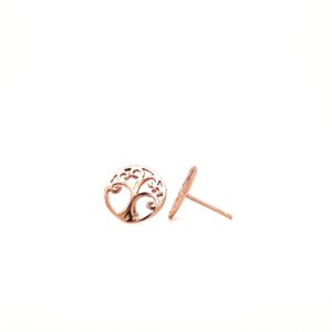 Silver Rose Plated Tree of Life Earrings