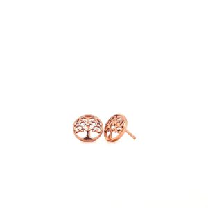 Silver Rose Plated Tree of Life Earrings