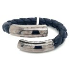 Black Leather Enamel Bracelet