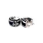 Black Enamel Cubic Earrings