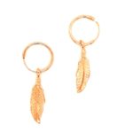 Silver Rose Plated Feather Earrings