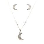 Silver Moon Pendant and Earrings Set