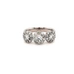 18ct White Gold Diamond Flower Style Ring