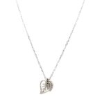 Silver Double Cubic Leaf Pendant and Chain