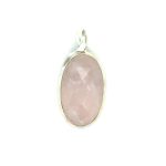 LARGE OVAL FACETED ROSE QUARTS PENDANT