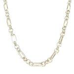 SILVER THICK PAPER CLIP AND ROUND LINK NECK CHAIN