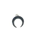 SILVER HALF MOOON BLACK CUBIC PENDANT