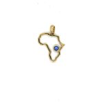 9CT YELLOW GOLD MAP OF AFRICA PENDANT WITH 1 X ROUND  TANZANITE