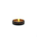 TUNGSTEN BAND BLK WITH ROSE LINE V 6MM