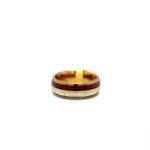 TUNGSTEN WOOD INLAY WITH DESIGN MATT INLAY GOLD STEEL COLOUR