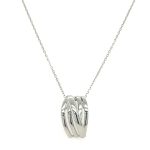 SILVER WAVED INTERLINK BAR PEND AND CHAIN
