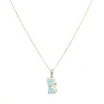 SILVER CAT BLUE C/Z PENDANT WITH CHAIN