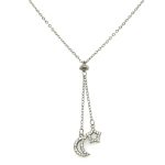 SILVER DROP MOON CUBIC PENDANT AND CHAIN