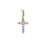 SILVER COLOUR STONE CROSS PENDANT