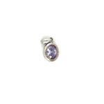 SILVER CUBIC TANZANITE COLOUR OVAL PENDANT
