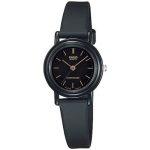 CASIO ANAGLOG LDS ROUND BLK DIAL SILCONE STRAP