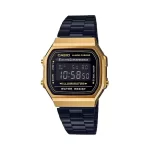 CASIO A168WEGB-1BDF BLK/ GOLD VINTAGE